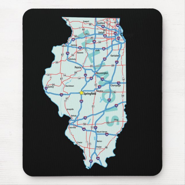 Alfombrilla De Ratón Mapa de Illinois Mousepad (Frente)