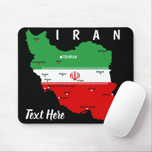 Alfombrilla De Ratón Mapa de Irán con bandera y emblema