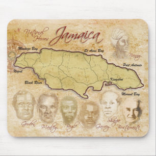 Alfombrilla De Ratón Mapa de Jamaica con los héroes nacionales