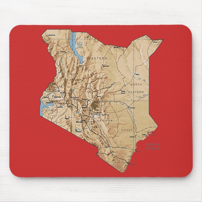 Alfombrilla De Ratón Mapa de Kenia Mousepad (Frente)