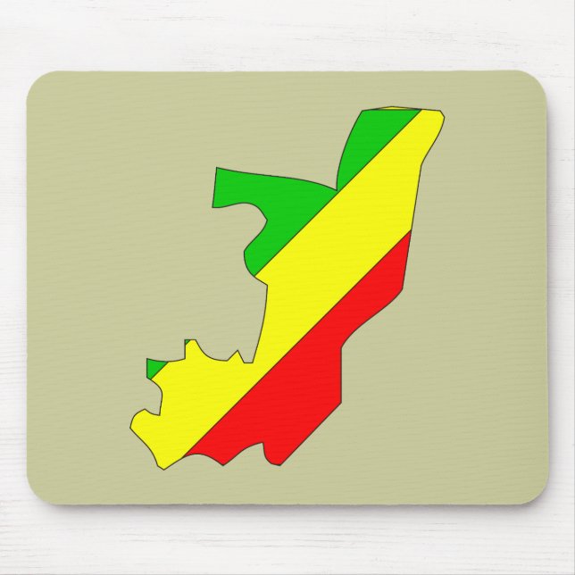 Alfombrilla De Ratón Mapa de la bandera de Congo Brazzaville (Frente)