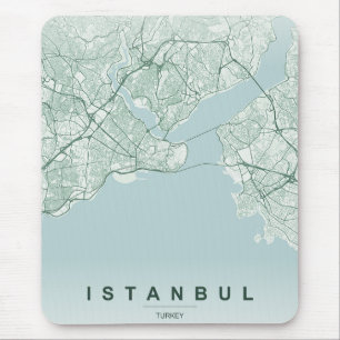 Alfombrilla De Ratón Mapa de la ciudad de Estambul Turquía Diseño Mínim
