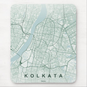 Alfombrilla De Ratón Mapa de la ciudad de Kolkata India Diseño Mínimo