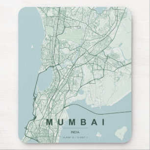 Alfombrilla De Ratón Mapa de la ciudad de Mumbai India Diseño Minimalis