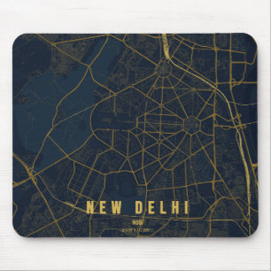 Alfombrilla De Ratón Mapa de la ciudad de Nueva Delhi, India, diseño mi