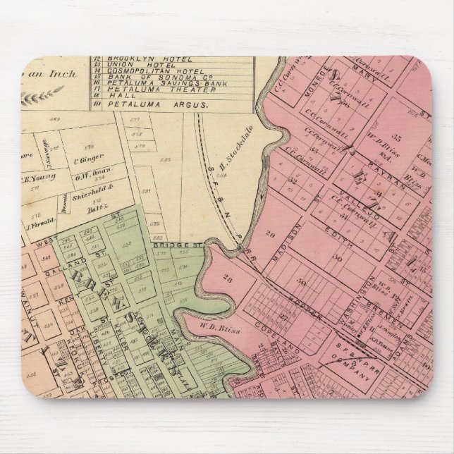 Alfombrilla De Ratón Mapa de la ciudad de Petaluma 1877 (Frente)