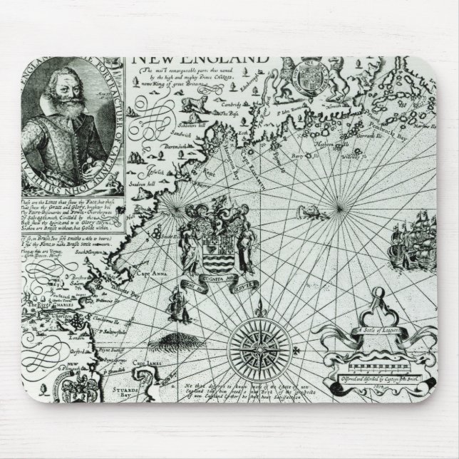 Alfombrilla De Ratón Mapa de la costa costa de Nueva Inglaterra (Frente)