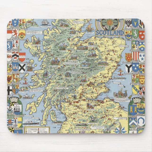 Alfombrilla De Ratón Mapa de la Escocia histórica (Frente)