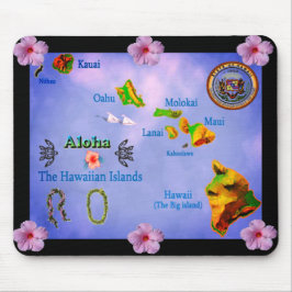 Alfombrilla De Ratón Mapa de la isla azul de Hawái