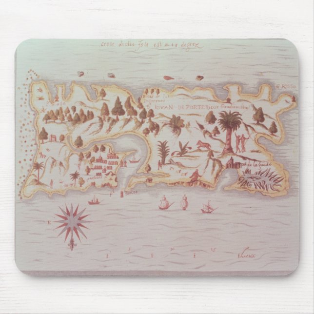 Alfombrilla De Ratón Mapa de la isla de Puerto Rico, 1599 (Frente)