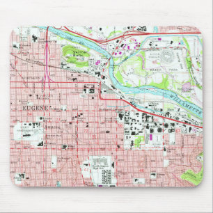 Alfombrilla De Ratón Mapa de la Vintage de la Universidad Eugene de Ore