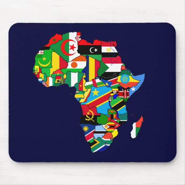 Alfombrilla De Ratón Mapa de las banderas de África - regalo africano (Frente)