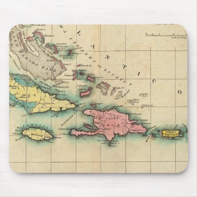 Alfombrilla De Ratón Mapa De Las Indias Occidentales (Frente)