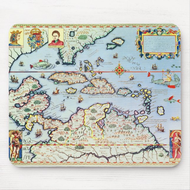 Alfombrilla De Ratón Mapa de las islas caribeñas (Frente)