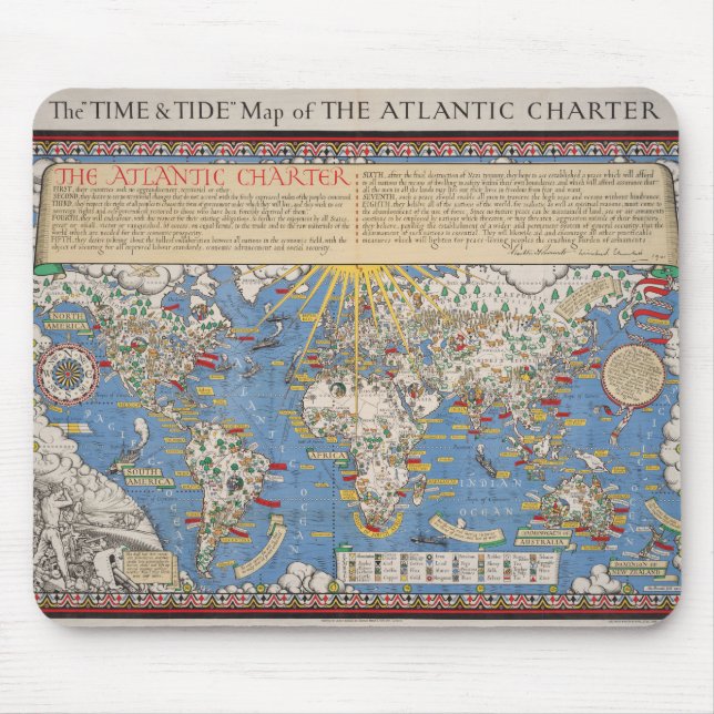 Alfombrilla De Ratón Mapa de las Naciones Unidas y la Carta Atlántica (Frente)