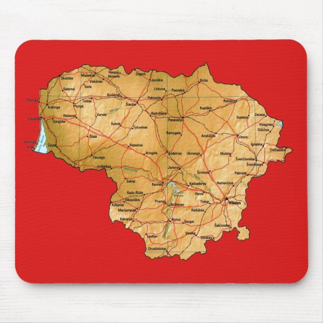 Alfombrilla De Ratón Mapa de Lituania Mousepad (Frente)