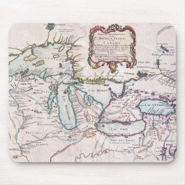 Alfombrilla De Ratón Mapa de los Grandes Lagos (Frente)