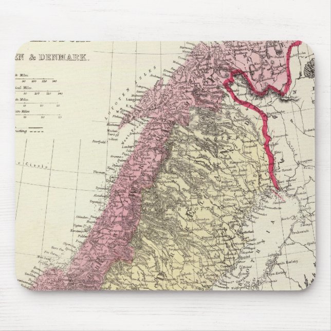 Alfombrilla De Ratón Mapa de los reinos escandinavos (Frente)