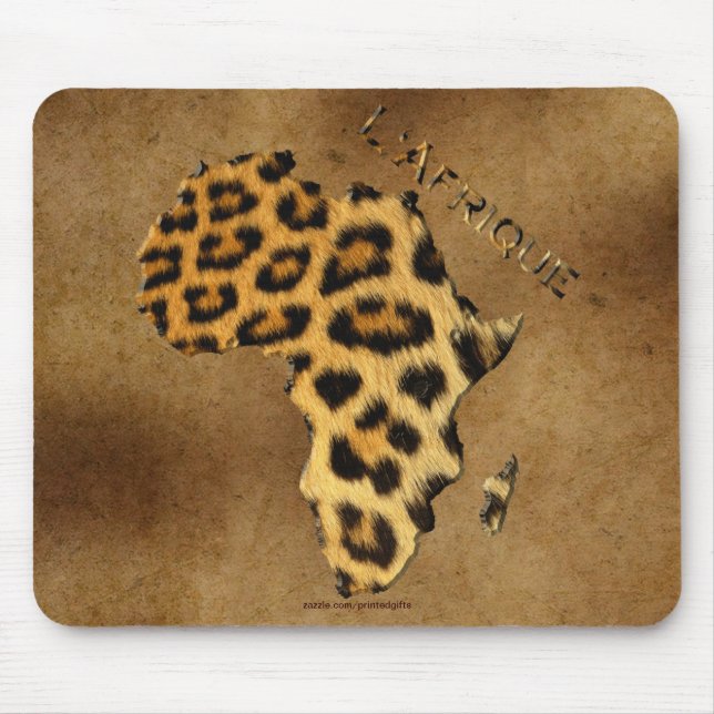 Alfombrilla De Ratón Mapa de lugares leopardos en ÁFRICA sobre vida sil (Frente)