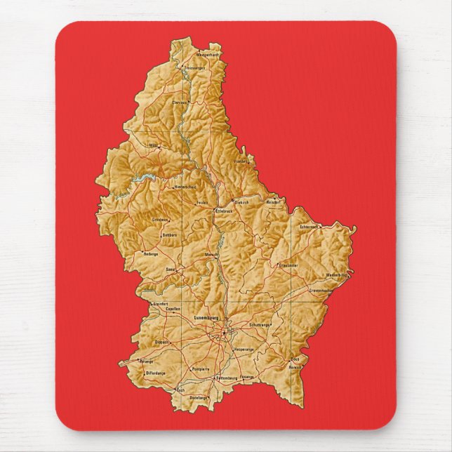 Alfombrilla De Ratón Mapa de Luxemburgo Mousepad (Frente)