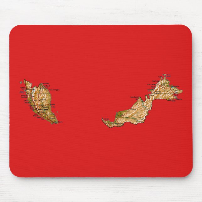 Alfombrilla De Ratón Mapa de Malasia Mousepad (Frente)