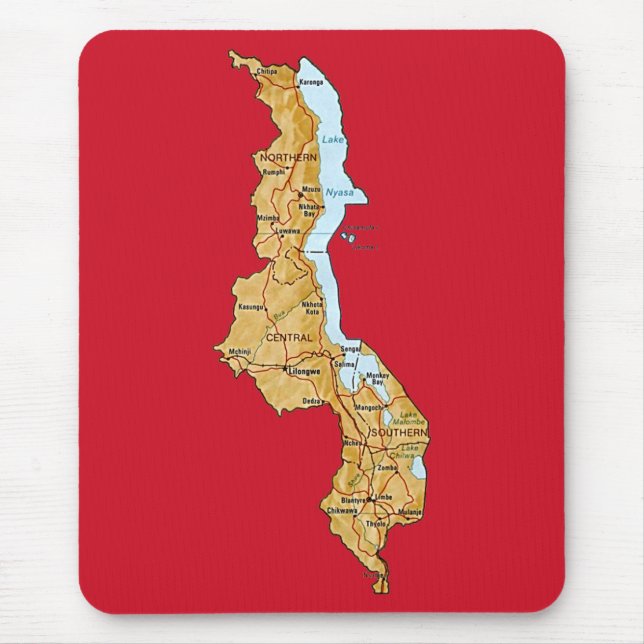 Alfombrilla De Ratón Mapa de Malawi Mousepad (Frente)