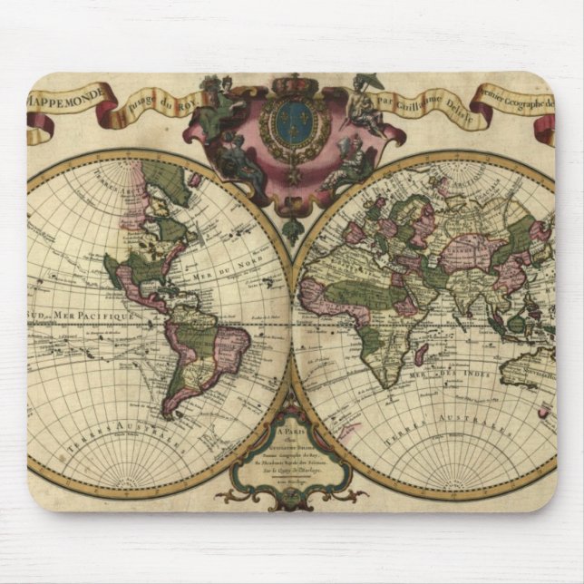 Alfombrilla De Ratón Mapa de Mapa del Mundo de 1720 (Frente)