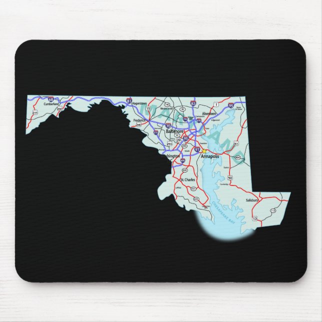 Alfombrilla De Ratón Mapa de Maryland Mousepad (Frente)