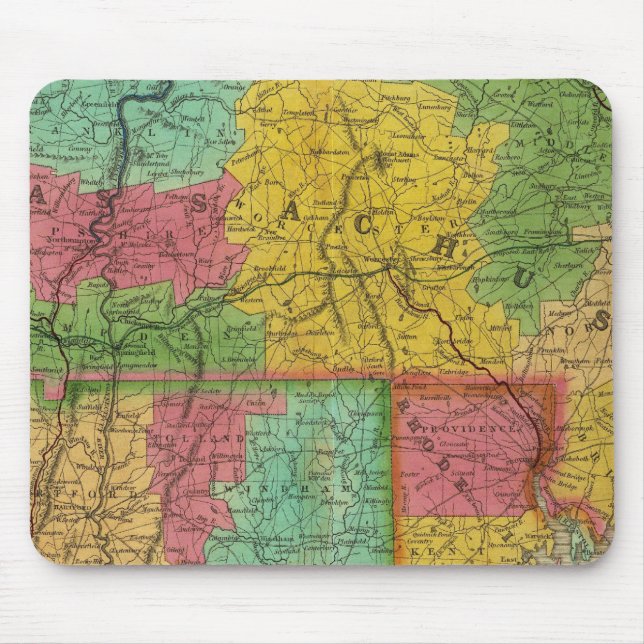 Alfombrilla De Ratón Mapa de Massachusetts y Connecticut (Frente)