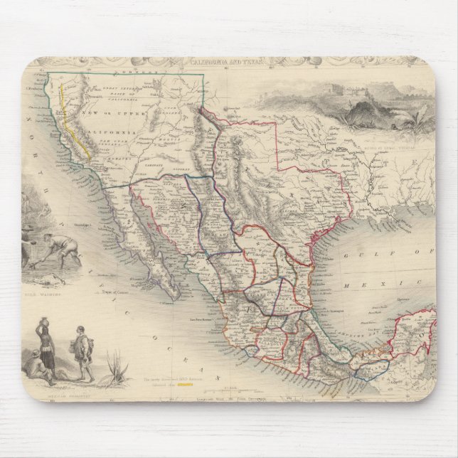 Alfombrilla De Ratón Mapa de México, California y Texas (Frente)