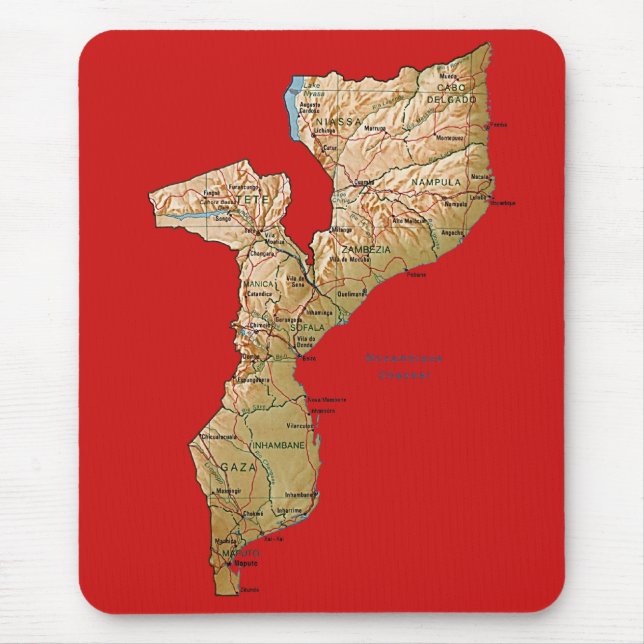 Alfombrilla De Ratón Mapa de Mozambique Mousepad (Frente)
