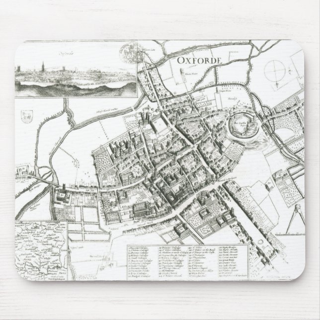 Alfombrilla De Ratón Mapa de Oxford, 1643 (Frente)