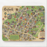 Alfombrilla De Ratón Mapa de Oxford, Inglaterra (British Railways)<br><div class="desc">"Oxford. British Reilways. J.P. Sayer". Mapa poster gráfico de la ciudad de Oxford, de 1949, por J.P. Sayer. El mapa fue publicado por British Railways para promover los viajes por ferrocarril. Presenta importantes monumentos, junto con figuras en trajes de época, que ilustran la historia histórica de Oxford. Todas las universidades...</div>