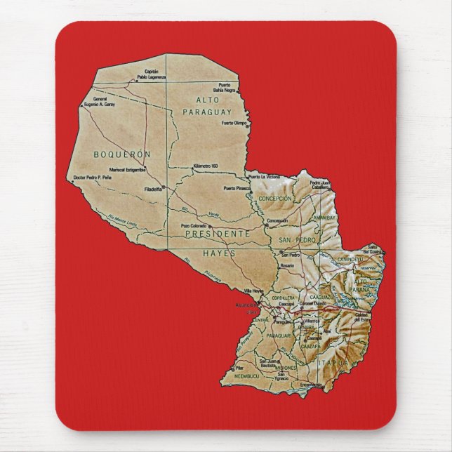 Alfombrilla De Ratón Mapa de Paraguay Mousepad (Frente)