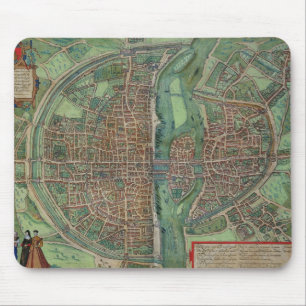 Alfombrilla De Ratón Mapa de París, de "Civitates Orbis Terrarum" por G