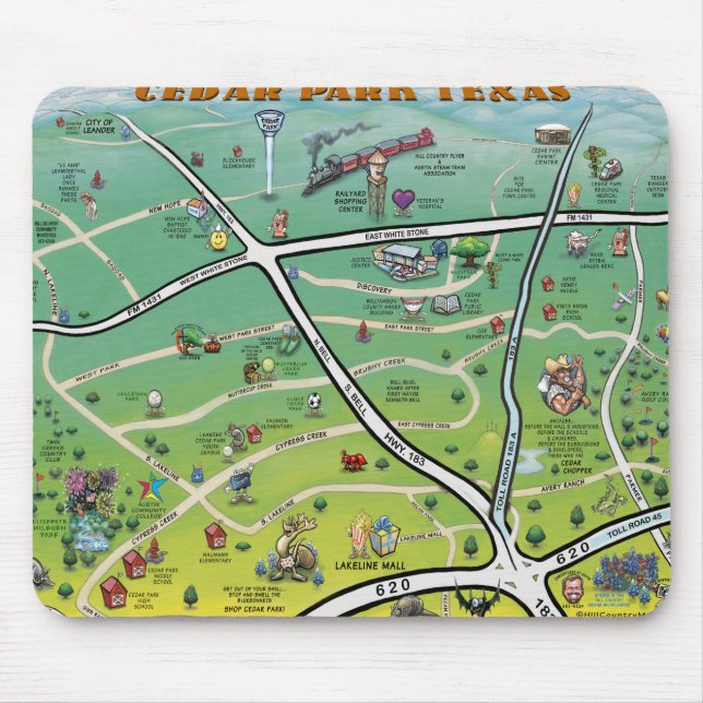 Alfombrilla De Ratón Mapa de Personalizados de Cedar Park Texas (Frente)