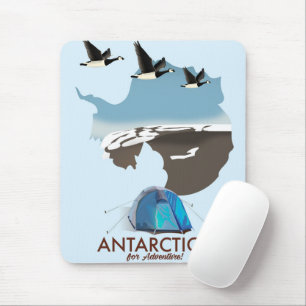 Alfombrilla De Ratón Mapa de póster de viaje de aventura de Antártida.