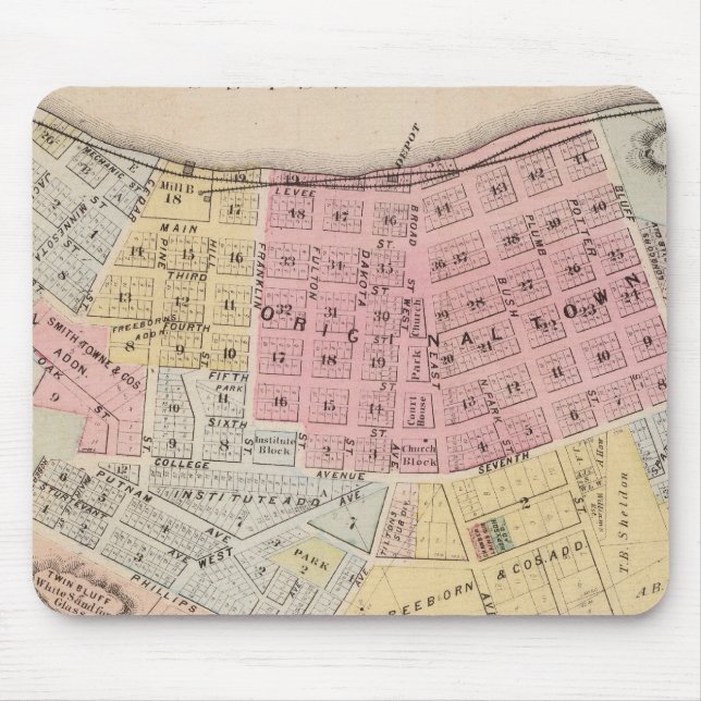 Alfombrilla De Ratón Mapa de Red Wing, condado de Goodhue, Minnesota (Frente)