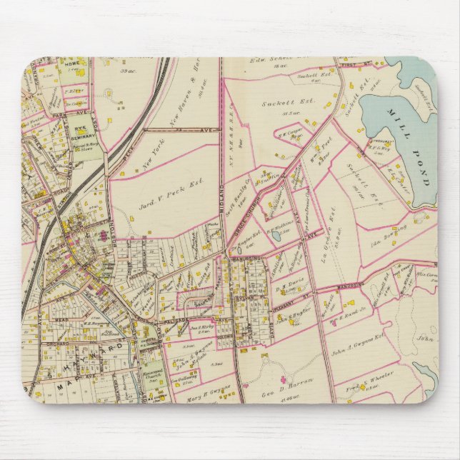 Alfombrilla De Ratón Mapa de Rye, Nueva York (Frente)