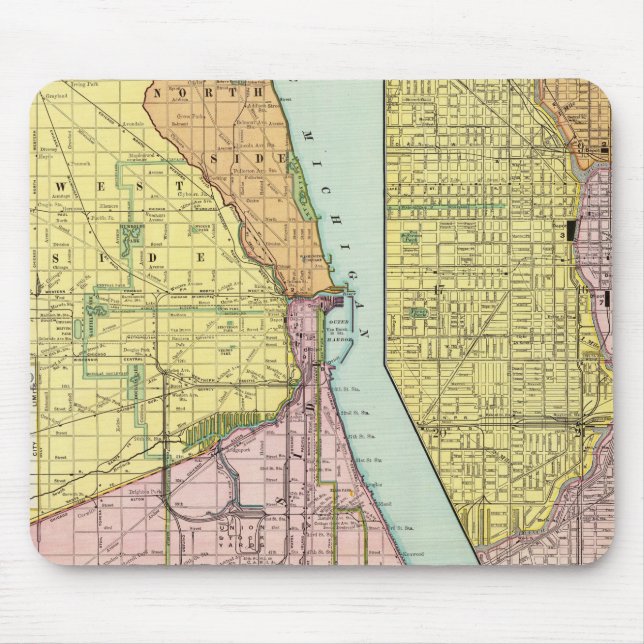 Alfombrilla De Ratón Mapa de terminales ferroviarias de Chicago (Frente)