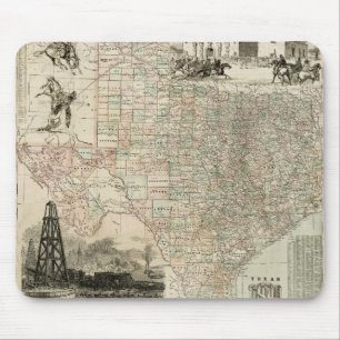 Alfombrilla De Ratón Mapa de Texas con fronteras del condado