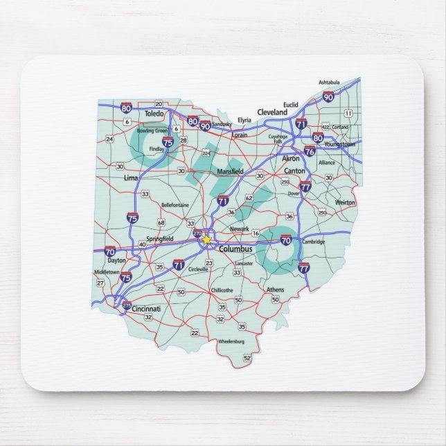 Alfombrilla De Ratón Mapa de un estado a otro Mousepad de Ohio (Frente)