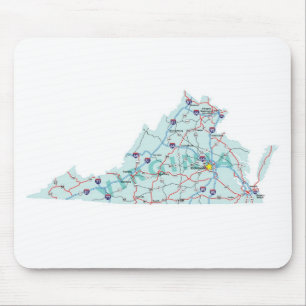 Alfombrilla De Ratón Mapa de un estado a otro Mousepad de Virginia
