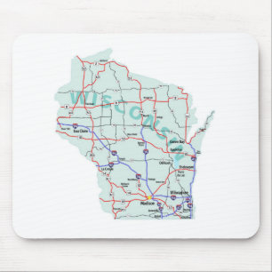 Alfombrilla De Ratón Mapa de un estado a otro Mousepad de Wisconsin
