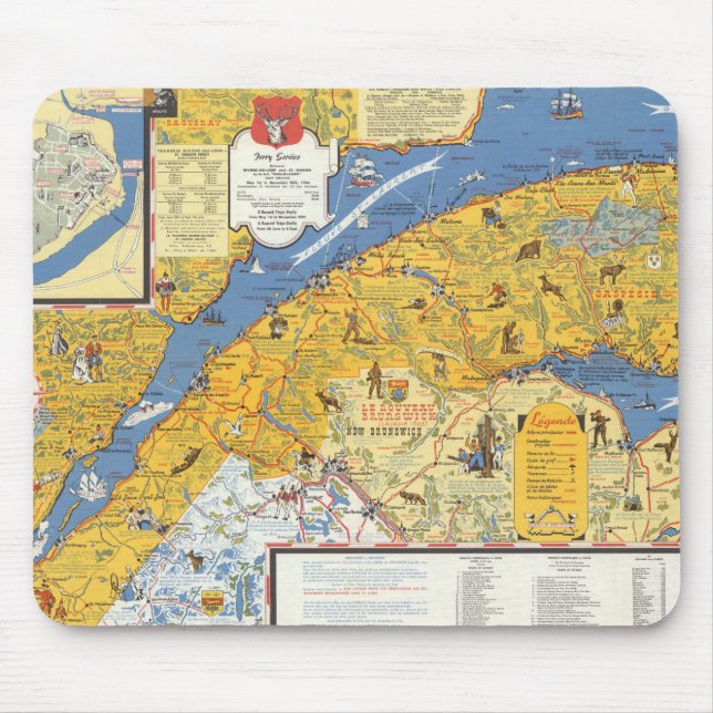 Alfombrilla De Ratón Mapa de Vacanes, Quebec, Gaspesie (Canadá) (Frente)