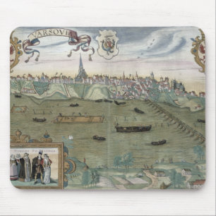 Alfombrilla De Ratón Mapa de Varsovia, de "Civitates Orbis Terrarum"