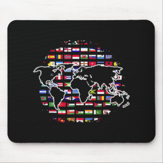 Alfombrilla De Ratón Mapa de viaje mundial Mapa mundial Banderas intern