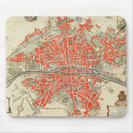 Alfombrilla De Ratón Mapa de viajes de la Vieja París. Ciudad vieja. Re