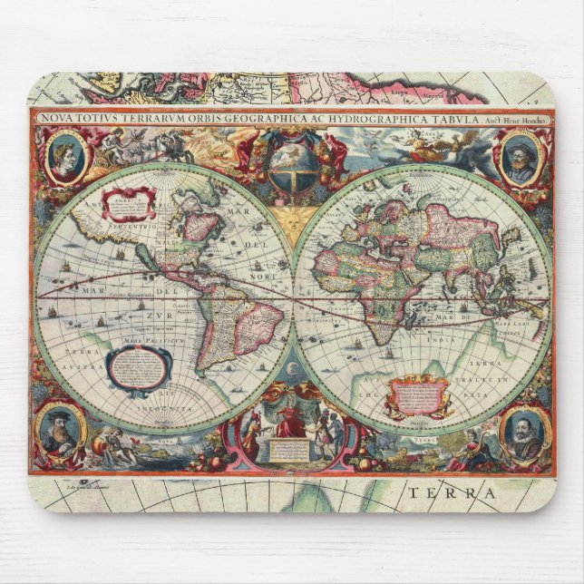 Alfombrilla De Ratón Mapa de Viejo Mundo Mousepad (Frente)