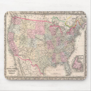 Alfombrilla De Ratón Mapa de Vintage Mitchell de Estados Unidos (1866)